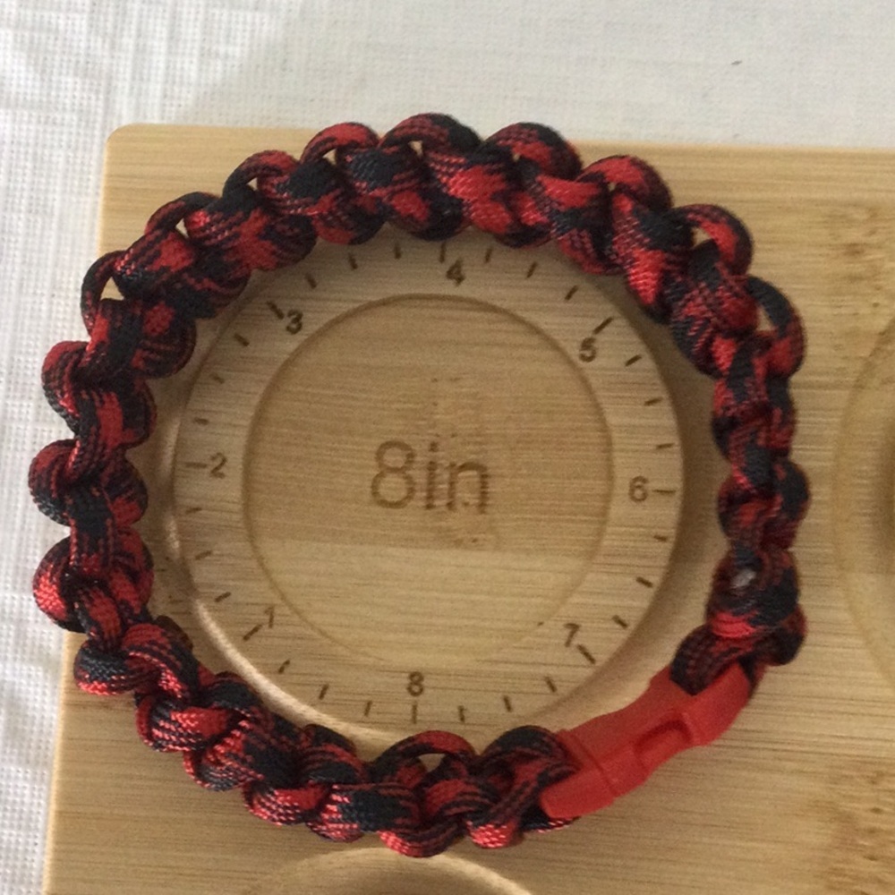 Red and Black Paracord Bracelet hand made New